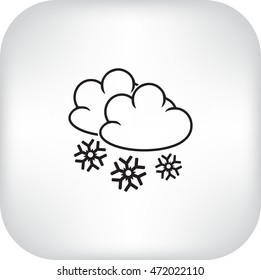Flaches Symbol. Wolke und Schneeflocken. Von Wolkenschnee.
