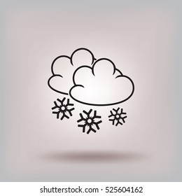 Flaches Symbol. Wolke und Schneeflocken. Von Wolkenschnee.