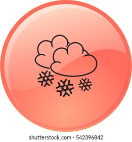 Flat icon. Cloud and snowflakes. From cloud snowing.