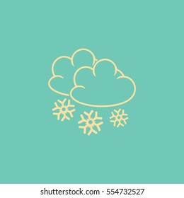 Flat icon. Cloud and snowflakes. From cloud snowing.