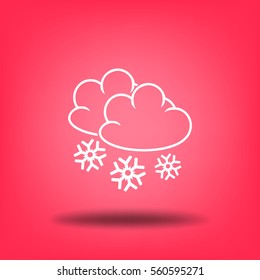 Flat icon. Cloud and snowflakes. From cloud snowing.