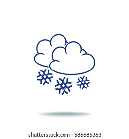 Flat icon. Cloud and snowflakes. From cloud snowing.