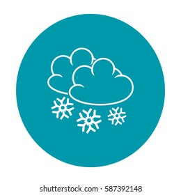 Flat icon. Cloud and snowflakes. From cloud snowing.