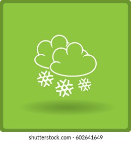 Flat icon. Cloud and snowflakes. From cloud snowing.