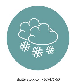 Flat icon. Cloud and snowflakes. From cloud snowing.