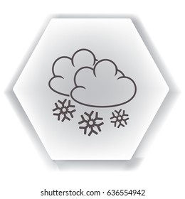 Flat icon. Cloud and snowflakes. From cloud snowing.
