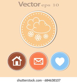 Icono plano. Nube y copos de nieve. De la nieve en la nube.