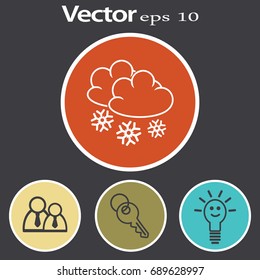 Flat icon. Cloud and snowflakes. From cloud snowing.