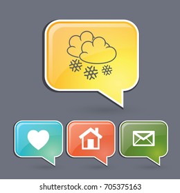 Flat icon. Cloud and snowflakes. From cloud snowing.