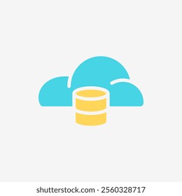 Flat Icon Cloud system and storage database. Technology and system concept, Flat Colorful style.