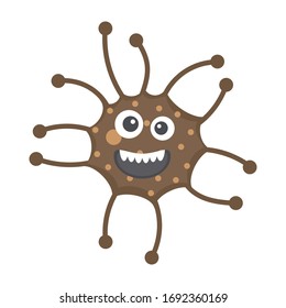 Flat icon of coccus microorganism, scary bacterial phrase 