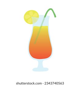 Flat icon cocktail glass isolated on white backrgound. Summer time. Party time. Vector illustration.