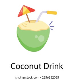 A flat icon of coconut drink 