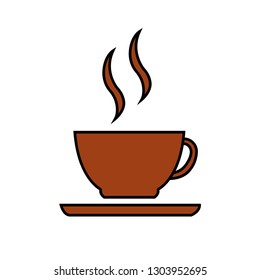 Flat icon coffee cup isolated on white background. Vector illustration.
