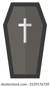Icono plano de ataúd aislado sobre fondo blanco.