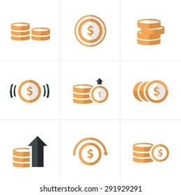 Flat icon  Coins Icons Set, Vector Design