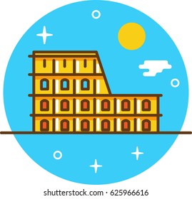 Flat icon Coliseum. Flavian amphitheater. Rome, Italy.