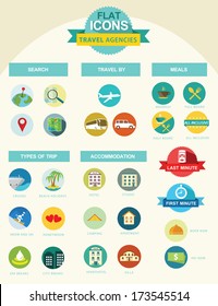 Flat icon collection for travel agencies