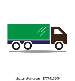 Flat icon color box truck isolated 