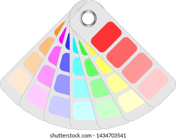 flat icon of color fan for selection of different colors isolated