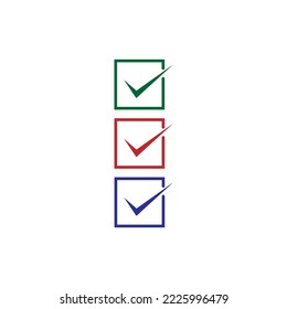 Flat icon with colored checkboxes. Vector illustration. stock image. 