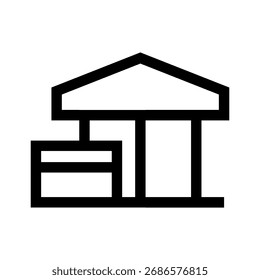 Un icono plano que combina un edificio bancario y una tarjeta ATM que representa los servicios de tarjetas bancarias