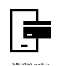 Un icono plano que combina una tarjeta y un teléfono que representa pagos móviles y billeteras digitales