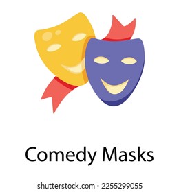 A flat icon of comedy masks 