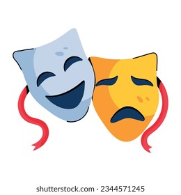 Icono plano de las máscaras cómicas 