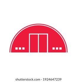 Flat icon with commercial building of warehouse vector illustration