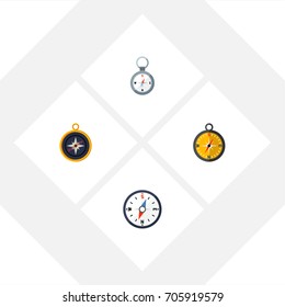 Flat Icon Compass Set Of Divider, Compass, Direction And Other Vector Objects. 
