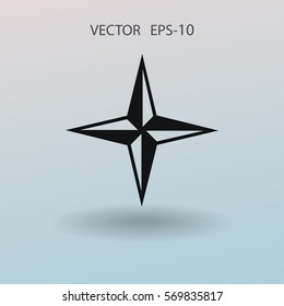 Flat icon of compass. vector illustration