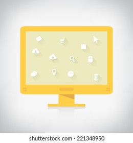 Flat icon components computer, for infographic vector