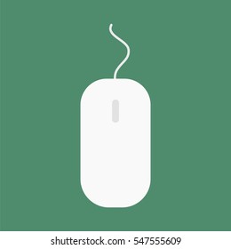 Flat icon computer mouse isolated on green background. Vector illustration.