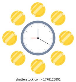 Flat icon concept money time