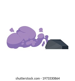 Flat Icon Of Concert Fog Machine In Action With Purple Smoke Vector Illustration