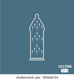Flat Icon of condom and sperm