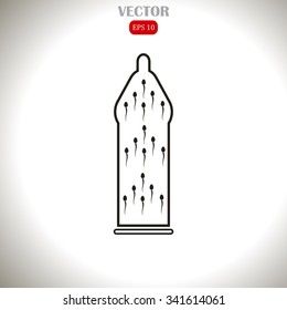Flat Icon of condom and sperm