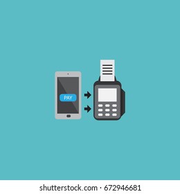 Flat Icon Contactless Transaction Element. Vector Illustration Of Flat Icon Remote Paying Isolated On Clean Background. Can Be Used As Online, Remote And Payment Symbols.