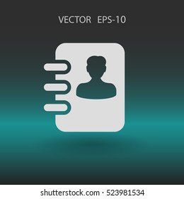 Flat icon of  contacts book. vector illustration