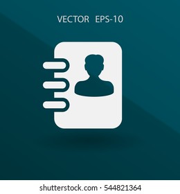 Flat icon of  contacts book. vector illustration