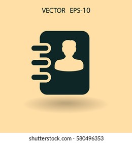 Flat icon of  contacts book. vector illustration
