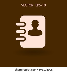 Icono plano del libro de contactos. ilustración vectorial