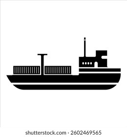 Flat Icon Container Cargo Ship Modern, Stylish and Editable Vector Illustration For Transportation and Vehicle Design