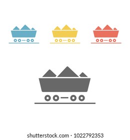 Flat icon of a container platform for transportation of cargo by rail, vector