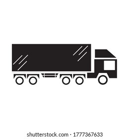 Flat icon container truck logystics glyph style