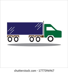 Flat icon container truck in solid full color