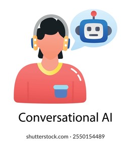 Um ícone plano de ai de conversação 