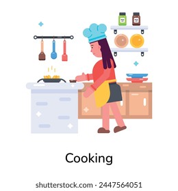 Here’s a flat icon of cooking girl 