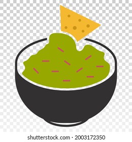 Flat icon the corn tortilla chips dipped guacamole sauce for apps or websites